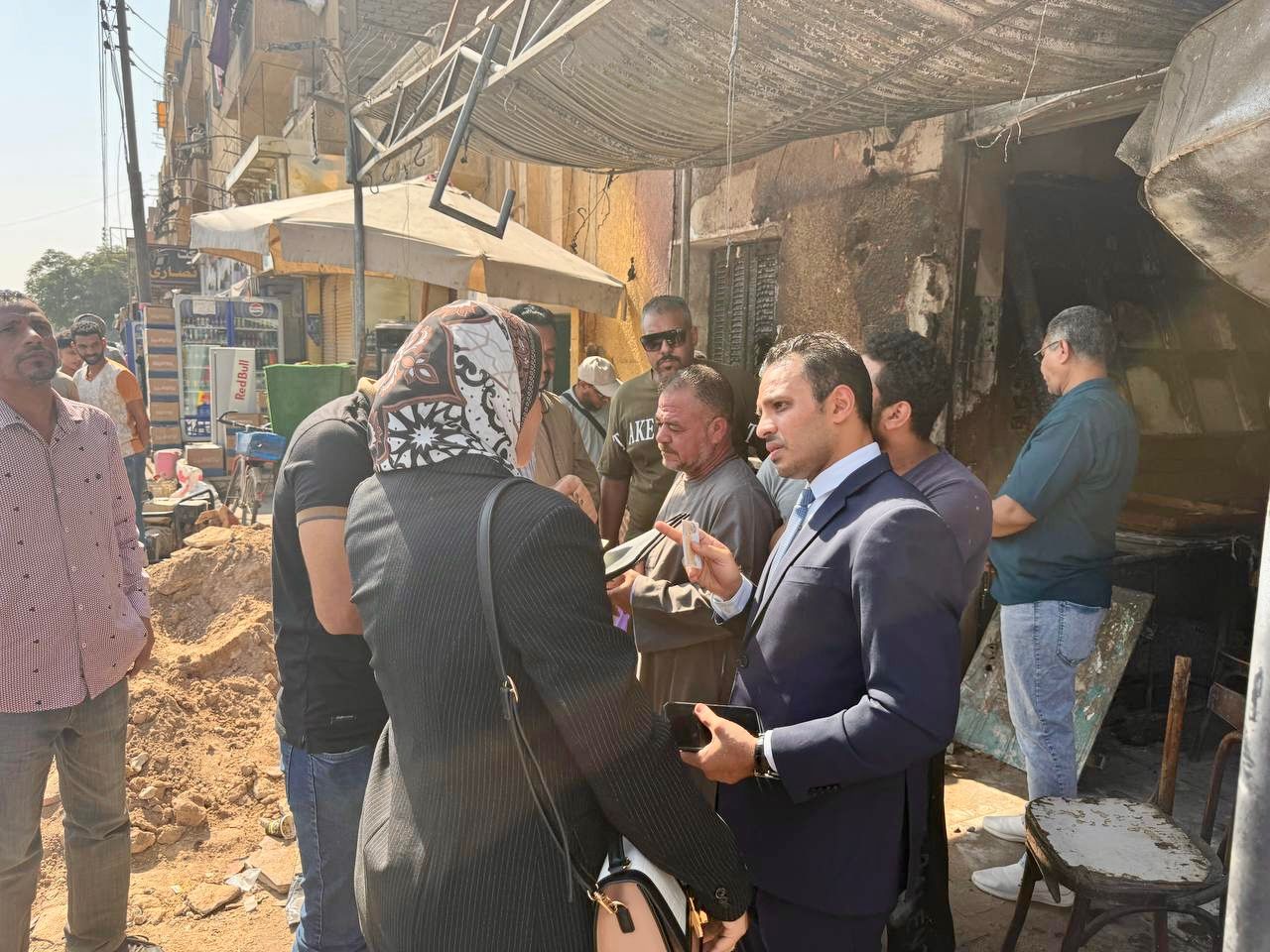 النيابة الإدارية تعاين حريق مخبز