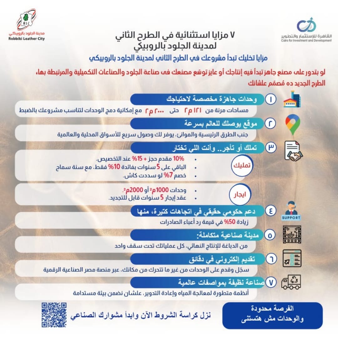 تيسيرات شركة القاهرة للاستثمار والتطوير الصناعي