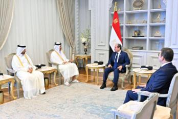 الرئيس السيسي ورئيس مجلس الوزراء وزير الخارجية بدولة قطر