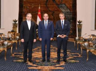 الرئيس عبد الفتاح السيسي مع عراقجي وجروسي