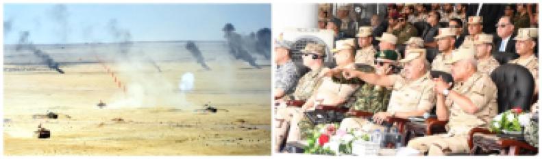 الفريق أول عبد المجيد صقر وزير الدفاع والإنتاج الحربى يشهد المرحلة الرئيسية للتدريب المصرى / الأمريكى