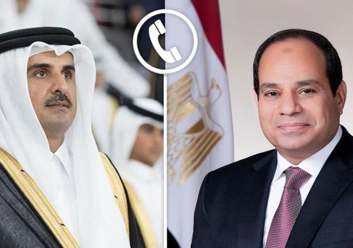 الرئيس عبد الفتاح السيسي والشيخ تميم بن حمد 