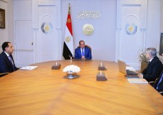  الرئيس السيسي مع مدبولي والفريق أسامة ربيع
