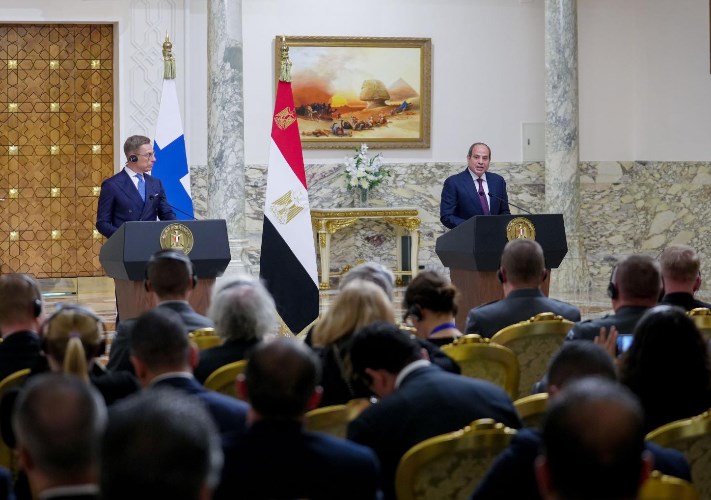 السيسي ونظيره الفلندي خلال المؤتمر الصحفي 