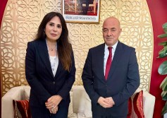 المهندسة راندة المنشاوي مع أديب ابن إبراهيم، وزير الدولة المكلف بالإسكان بالمملكة المغربية