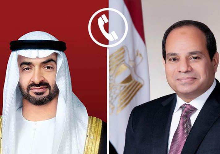 أجرى الرئيس عبد الفتاح السيسي، اليوم، اتصالاً هاتفياً مع الشيخ محمد بن زايد، رئيس دولة الإمارات العربية المتحدة