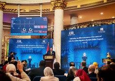 هشام عز العرب خلال احتفالية البورصة المصرية بمرور 30 عامًا على إطلاق أول برنامج لشهادات الإيداع الدولية في مصر